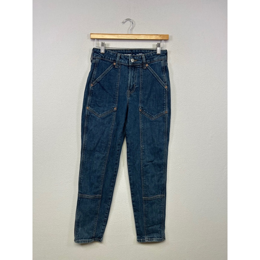 Carpenter‎ Utility Old Navy Womens 0 Dark Wash OG Straight High Rise Jeans